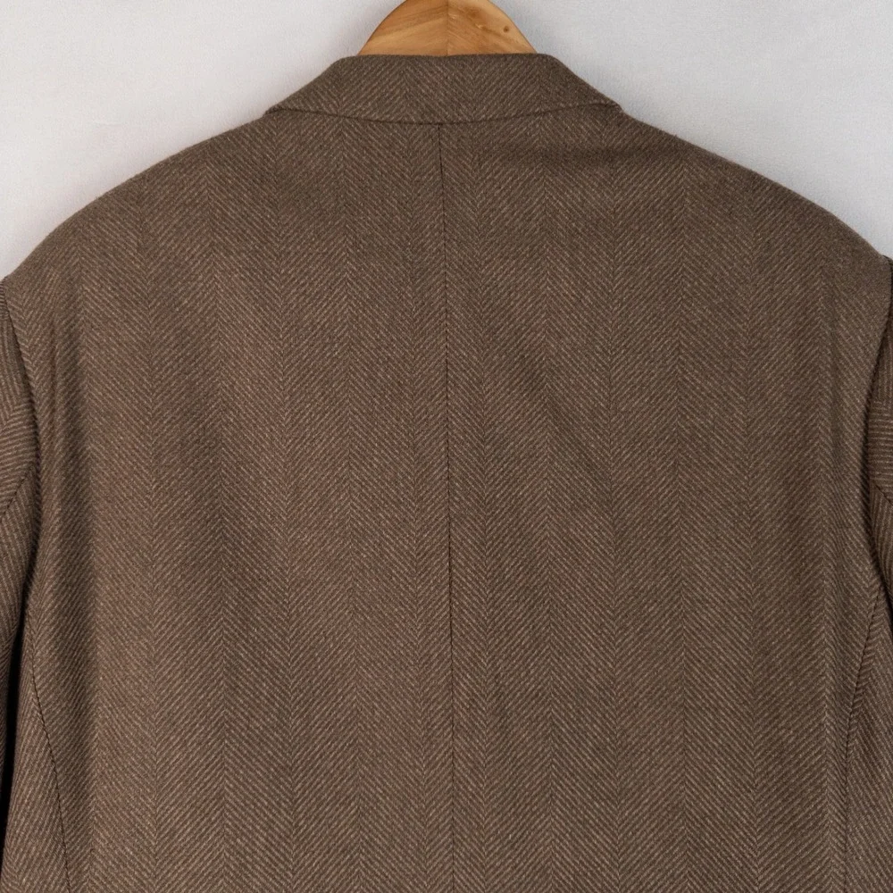 ASOS Mens Blazer 44 Brown Herringbone Wool Blend Smart Casual Sport Coat